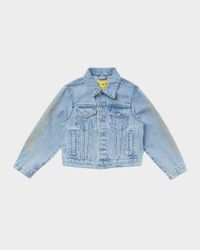 Boy's Bookish Diagonal Denim Jacket, Size 14