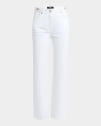 White Washed Denim Straight-Leg Pants