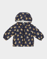 Boy's Semenat Teddy Bear Logo Hooded Down Jacket, Size 6M-3