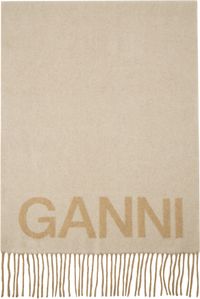 GANNI Off-White Fringed Scarf