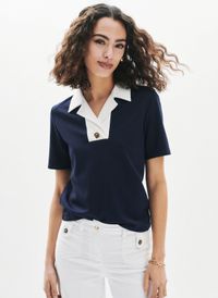 Caroll - Top col tailleur - Taille XL - Bleu