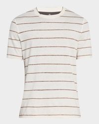 Men's Linen-Cotton Stripe Crewneck T-Shirt