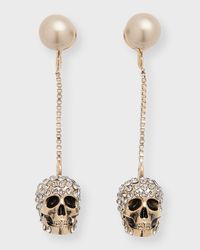 Pave Skull Chain Earrings