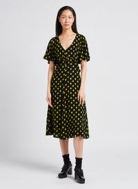 Paul Smith - Robe midi à volants imprimée en viscose - Taille 44 - Noir