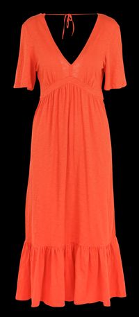Ba&sh - Robe longue Col V manches courtes - Taille 3 - Orange