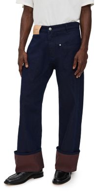 JW Anderson Turn Up Twisted Workwear Jeans Blue/Red 30