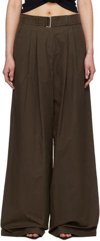Magda Butrym Pantalon décontracté brun en coton à ceinture