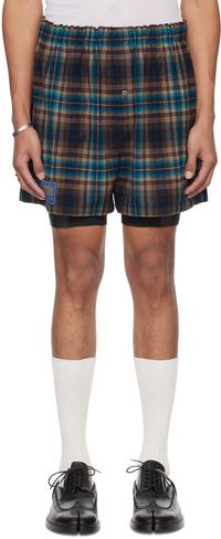Maison Margiela Blue & Brown Check Shorts