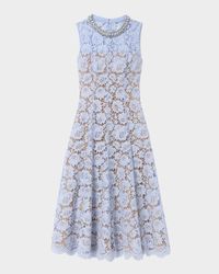Embellished Fine Lace Midi Dress