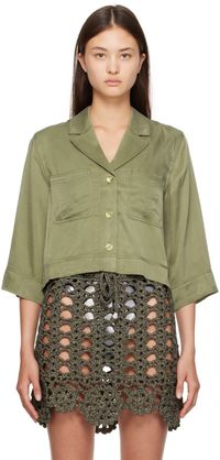 GANNI Khaki Cropped Shirt