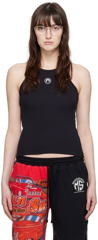 Marine Serre Black Ribbed Tank Top