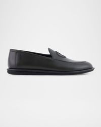 Men's Leather Monogram Slipper Loafers