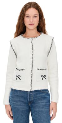 Another Girl Bow Motif Cardigan Cream XL