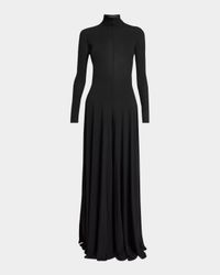 Sheer Open-Back Turtleneck Jumpsuit