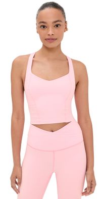 Beyond Yoga Intensity Racerack Cropped Tank Frosty Pink Heather L