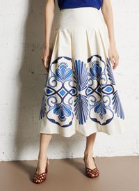 Sophie+lucie - Jupe midi imprimée en coton - Taille 40 - Beige