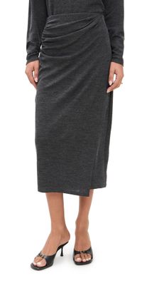 Vince Waist Draped Midi Skirt Dk H Grey XXS