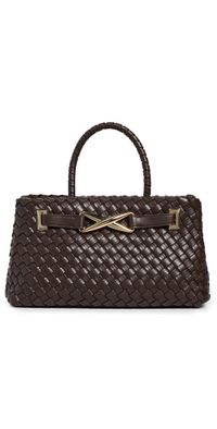 JW PEI Elora Woven Tote Bag Dark Brown One Size