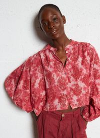 Maison Hotel - Chemise courte imprimée en coton - Taille L - Rose