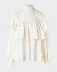 Diamond Dot Devore Flounce Blouse