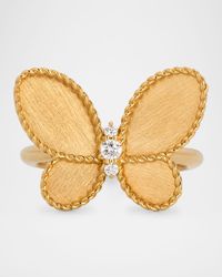 Jasmine 18K Yellow Gold Diamond Butterfly Ring, Size 6.5
