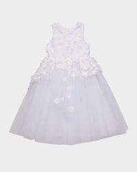 Girl's Lauren 3D Flower Embellished Tulle Dress, Size 2-12