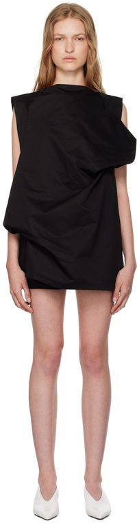 LII Robe courte noire à empiècement superposé exclusive à SSENSE