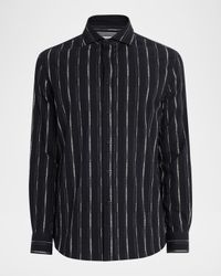 Men's Cotton Geometric Stripe Slim-Fit Button-Down Shirt