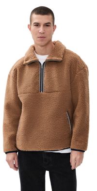 UGG UGGbraid Half Zip Fleece Pullover Chestnut XXL
