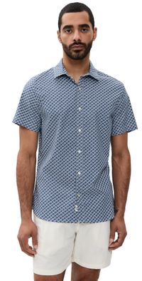 Fair Harbor The Short Sleeve Windward Shirt Navy Geo XXL