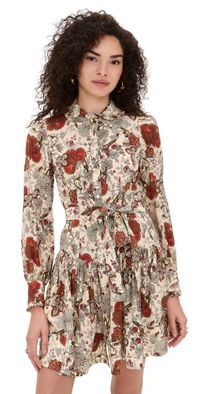 Ulla Johnson Simona Silk Long Sleeve Mini Dress Wintergarden 12