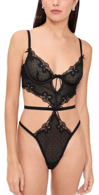 For Love & Lemons Papillion Thong Teddy Black L