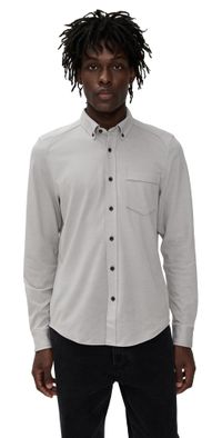 Rhone Effortless Oxford Button Down Shirt Foggy Taupe Heather L