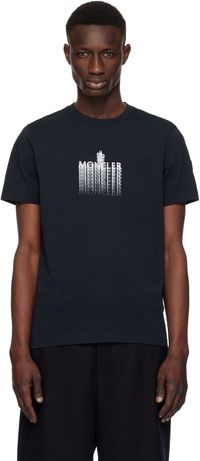 Moncler Navy Faded Logo Cotton T-shirt