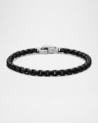Men's Box Chain Bracelet in Darkened Silver, 5mm, Size M