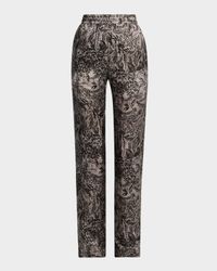 Golden Floral Viscose Twill Pants