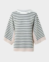 Striped Knit Bracelet-Sleeve Sweater