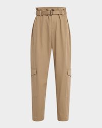 Cotton Couture Gabardine Tapered-Leg Ankle Jogger Pants With Belt