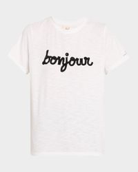 Bonjour Fringe Embroidered Shrunken T-Shirt