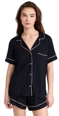 Eberjey Gisele The Relaxed Shorts Pajamas Set Ice Blue/Ivory S