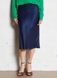 American Vintage - Jupe midi satinée - Taille L - Bleu