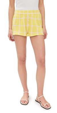 Guest in Residence Picnic Plaid Shorts Lemon Combo L