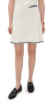 RLX Ralph Lauren Wool Blend Cable Knit Skort White Splash/Refined Navy S