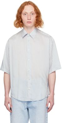AMI Paris Chemise droite blanc cassé et bleu
