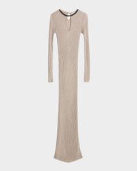Monili-Neck Metallic Rib Maxi Dress
