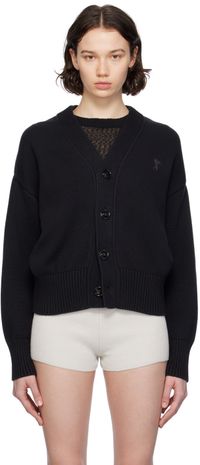 AMI Paris Cardigan noir à logo Ami de cœur