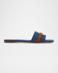 Leah Gancini Bit Denim Slide Sandals