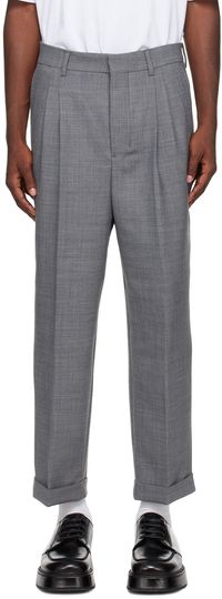 AMI Paris Gray Carrot-Fit Trousers