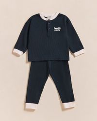 Emoi Emoi - Le pyjama family party en coton bio nid d'abeille - Taille 10A - Bleu