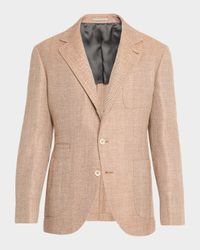 Men's Wool, Silk and Linen Herringbone Suit Jacket
